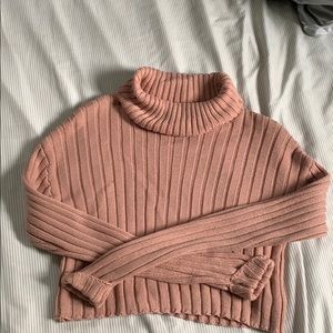 pink turtle neck cropped top sweater